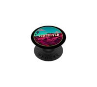 GOTSILVER Retro Synthwave Silver Stacker Design PopSockets Adhesive PopGrip