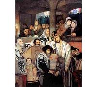 gott Jews Praying in the Synagogue on Yom Kippur Art Poster Print A4