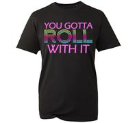 Gotta Roll with It T-Shirt, Funny Oasis British Retro Rock Band Song Lyrics Fan Shirt, Gift Unisex Tee Top (Black, 12 Years)