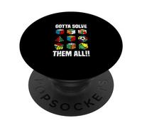 Gotta Solve Them All | Cube Puzzle Solving Game Player Pun PopSockets Swappable PopGrip