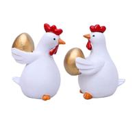 GOTTAJOY 1 Pair Cute Chicken Figurine Resin Rooster Ornaments for Indoor Outdoor Garden Desktop Decoration