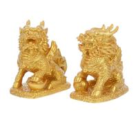 GOTTAJOY 1 Pair Feng Shui Kylin Guardian Figurine Resin Wealth Luck Statue Chinese Prosperity Sculpture for Living Room Office Decoration