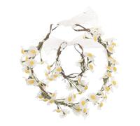 GOTTAJOY 1 Set Daisy Floral Crown Wreath and Wristband for Women Wedding Party Festival Photo Props