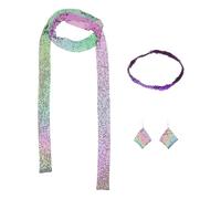 GOTTAJOY 1 Set Disco Party Accessory with Glitter Headband Necklace Earrings for 70s Theme Halloween Costume Dance Events