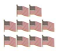 GOTTAJOY 10pcs American Flag Patriotic Lapel Pins Gold Plated with Butterfly Clasp for Clothes Bags Backpack Decorations