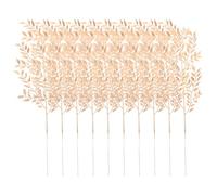 GOTTAJOY 10pcs Artificial Golden Holly Branches with Realistic Plastic Leaves for Vase Decor and Home Adornments