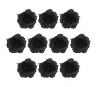 GOTTAJOY 10pcs Black Faux Camellia Flower Heads with Realistic Leaves for Diy Crafting Home Decor