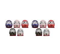 GOTTAJOY 10pcs Japanese Ceramic Miniature Daruma Dolls Lucky Charm Statues 4.7cm for Car Dashboard and Home Decor
