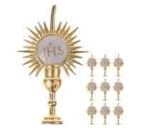 GOTTAJOY 10pcs Jhs Gold Communion Cake Topper Holy Light Bless Cupcake Decorations for Christian Baptism Party Supplies