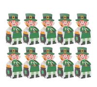 GOTTAJOY 10pcs St Patricks Day Treat Boxes Leprechaun Paper Candy Favor for Irish Shamrock Holiday Party Decoration