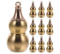 GOTTAJOY 10pcs Vintage Feng Shui Copper Gourd Keychain Hollow Top Opening Lucky Charm Amulet for Home Decoration Prosperity Gift