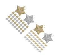 GOTTAJOY 120pcs Christmas Tree Glitter Star Hanging Ornaments Gold Silver Five-pointed Xmas Decorations
