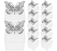 GOTTAJOY 12pcs Butterfly Wedding Favor Boxes Clear Plastic Candy Containers with Silver Lids for Party Favors Baby Shower Birthday Gifts
