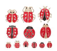 GOTTAJOY 12pcs Cartoon Ladybug Brooch Pins Rhinestone Beetle Insect Jewelry Creative Shirt Lapel Pin Accessories for Women Casual Formal