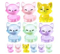 GOTTAJOY 12pcs Glow in The Dark Miniature Resin Fox Figurines Creative Ornaments for Diy Fairy Gardens and Succulent Pots