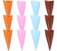 GOTTAJOY 12pcs Lifelike Miniature Ice Cream Cone Toys Assorted Colors Food Decor Prop for Pretend Play Children