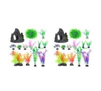 GOTTAJOY 13pcs Aquarium Decorations Set with Artificial Plants and Rock Cave Hideouts for Fish Tank Landscape