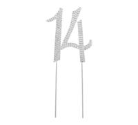 GOTTAJOY 14pcs Number Cake Topper for Birthday Party Anniversary Wedding Celebrations Sparkly Silver Rhinestone Decorating Supplies