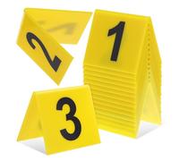 GOTTAJOY 15pcs Acrylic Table Number Signs for Restaurants with Yellow Background Black Text 7x7cm
