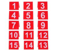 GOTTAJOY 15pcs Acrylic Table Number Stands 1-15 Numbered Place Cards for Wedding Reception Restaurant Banquet Seating Organization 5.5x6.3cm Red White