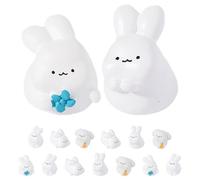 GOTTAJOY 15pcs Adorable Resin Rabbit Figurines Mini Animal Sculptures for Home Desktop Decor Micro Landscape Garden Ornament Creative Gift Set