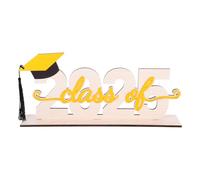 GOTTAJOY 2025 Grad Party Wooden Table Sign Decor 5mm Wood Gold Acrylic Black Tassel Rustic Style Photo Booth Prop Bt364 Graduation Decoration