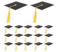 GOTTAJOY 20pcs Diy Black Doctoral Graduation Cap Cake Toppers with Tassel Chocolate Candy Decorations for Party Celebrations
