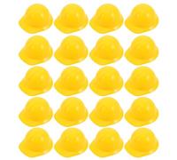 GOTTAJOY 25pcs Mini Construction Hats Plastic Hard Hat Bottle Toppers for Doll Dress Up Party Accessories Theme Decorations