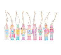 GOTTAJOY 27pcs Wooden Nutcracker Ornaments Mini Christmas Tree Hanging Decor for Holiday Home Decorations