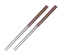 GOTTAJOY 2pc 40cm Extra Long Anti Slip Heat Resistant Stainless Steel and Wooden Cooking Chopsticks for Frying Noodles and Hotpot