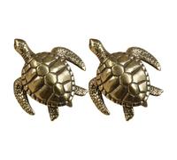 GOTTAJOY 2pc Vintage Brass Tortoise Sculpture Antique Chinese Craft for Longevity Peace Home Decor