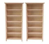 GOTTAJOY 2pcs 1:12 Scale Unfinished Wooden Dollhouse Miniature Bookshelf Display Cabinet Model for Library Toy