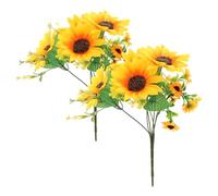 GOTTAJOY 2pcs Artificial Sunflower Bouquet 13 Stems Fabric Fake Flowers for Wedding Home Decor Diy Crafts Party Memorial Displays