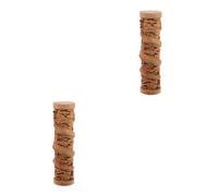 GOTTAJOY 2pcs Artistic Wood Carved Cylindrical Dragon Sculpture Desk Ornament 13.5x3.5cm for Home Office Feng Shui Decor Ensuring Peace