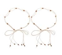 GOTTAJOY 2pcs Bohemian Macrame Belts with Wooden Beads Adjustable Waist Ropes for Women Dresses