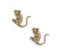 GOTTAJOY 2pcs Brass Mouse Figurine Cute Desktop Ornament Small Animal Statue for Home Decor Office Desk Tea Pet Symbol of Wisdom and Wealth