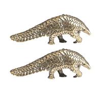 GOTTAJOY 2pcs Brass Pangolin Figurine Vintage Animal Sculpture for Home Office Decor Feng Shui Collectible Art