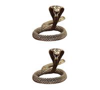 GOTTAJOY 2pcs Brass Snake Figurine Chinese Zodiac Animal Statue Vintage Retro Ornament for Home Office Desk Decoration