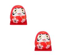 GOTTAJOY 2pcs Ceramic Japanese Zen Doll Egg Figurines Cherry Blossom Design Mini Good Luck Statue Traditional Porcelain Collectible Desktop Feng Shui Decor