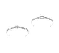 GOTTAJOY 2pcs Crystal Bridal Crown Headband with Rhinestone Wedding Hair Accessories Sparkling Tiara for Women
