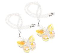 GOTTAJOY 2pcs Crystal Butterfly Car Pendant Rearview Mirror Bow Hanging Ornament Sun Catcher Accessories for Women Interior Decoration
