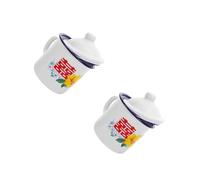 GOTTAJOY 2pcs Enamel Campfire Mug with Lid Vintage Coffee Tea Cup for Outdoor Camping Picnic Travel 501-600ml