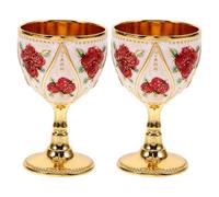 GOTTAJOY 2pcs European Style Small Metal Liquor Shooter for Whiskey with Pumpkin Gold Floral Design Home Bar Decor
