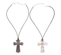 GOTTAJOY 2pcs Fashion Cross Sand Glass Pendant Handmade Diy Jewelry Charm for Necklace Craft Religious Christian Ornament