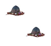 GOTTAJOY 2pcs Felt Witch Hat Halloween Party Wizard Cap with Flower Mushroom Wreath for Kids Adults Cosplay Costume Accessories