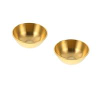 GOTTAJOY 2pcs Gold Brass Offering Bowl for Tibetan Holy Water Yoga Meditation Decoration and Buddha Worship Ritual Use 10cm