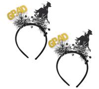 GOTTAJOY 2pcs Golden Graduation Hair Band with Bachelor Cap Design for Women College Ceremony Party Accessories