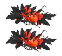 GOTTAJOY 2pcs Halloween Candle Rings Artificial Maple Leaf Wreath Garland for Fall Thanksgiving Party Table Centerpiece Decorations