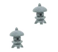 GOTTAJOY 2pcs Japanese Pagoda Lantern Stone Sculpture Artistic Miniature Decor for Zen Garden Home and Fish Tank