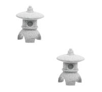 GOTTAJOY 2pcs Japanese Stone Pagoda Lantern Miniature Zen Garden Sculpture for Aquarium and Home Decor
